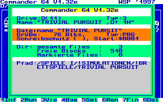 Infofenster des Commander 64