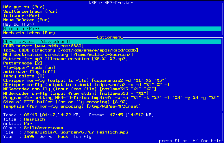 Mainwindow + Options